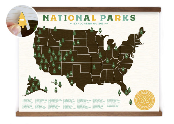18x24 National Park Offset map with tree stickers
