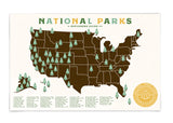 11x17 National Park Map with tree stickers