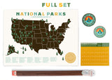 18x24 National Park Offset map with tree stickers